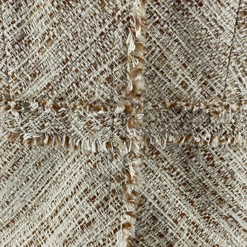 Brooks Brothers Fringed Cream Brown Metallic Nubby Tweed Fitted Career Blazer 12 - Picture 5 of 13
